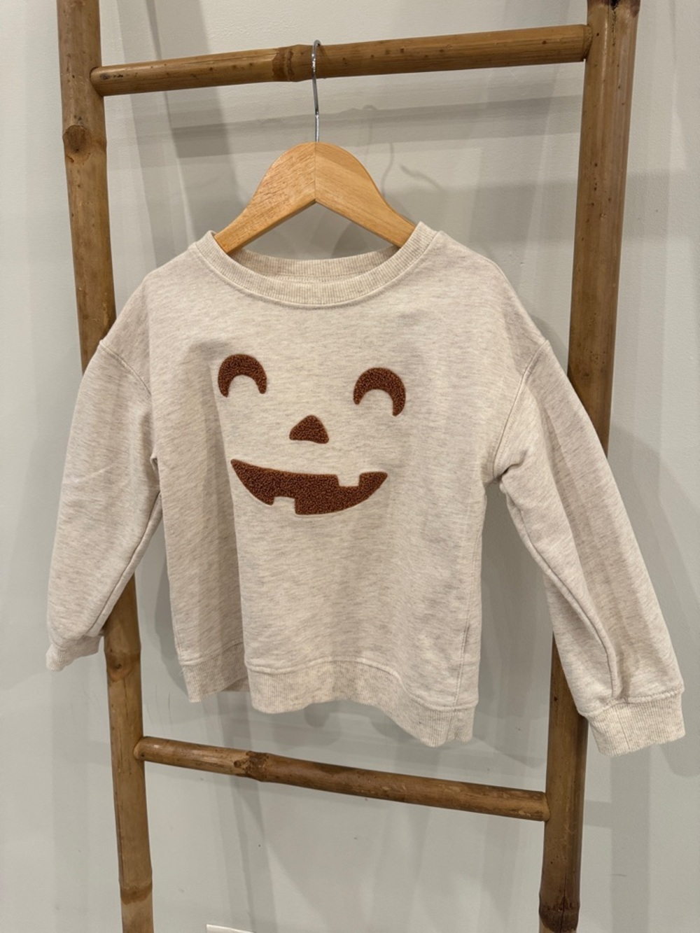 Carters Cream Sweatshirt with Brown Smiley Pumpkin Face